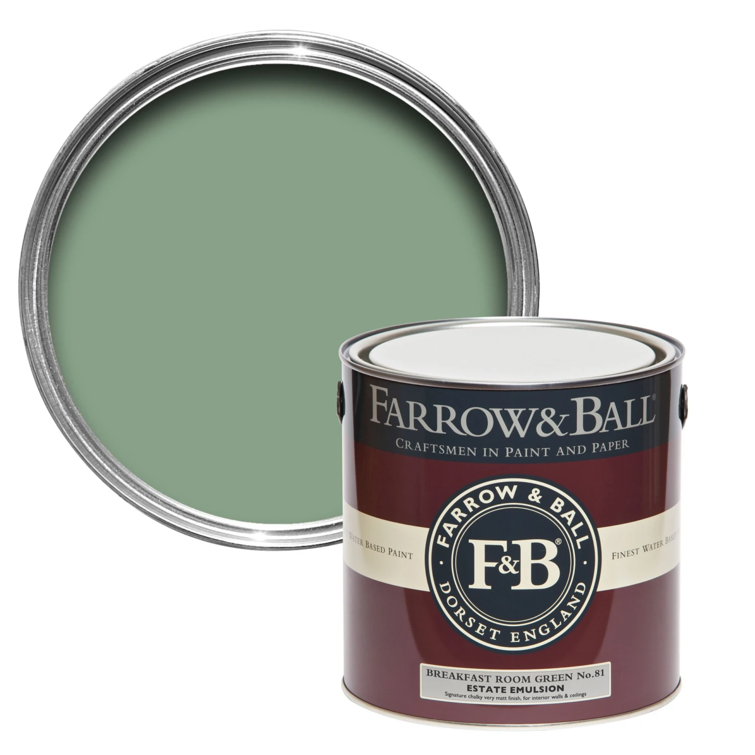 Farrow & Ball Estate Breakfast Room Green No.81 Matt Emulsion Paint, 2.5L