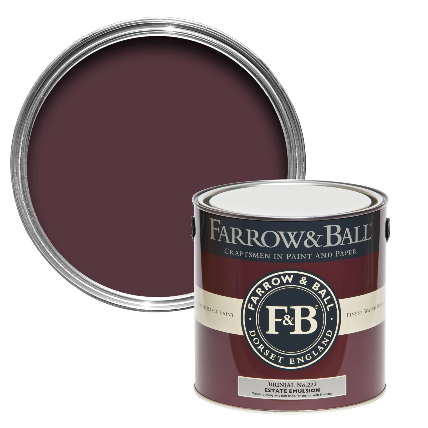 Farrow & Ball Estate Brinjal No.222 Matt Emulsion Paint, 2.5L
