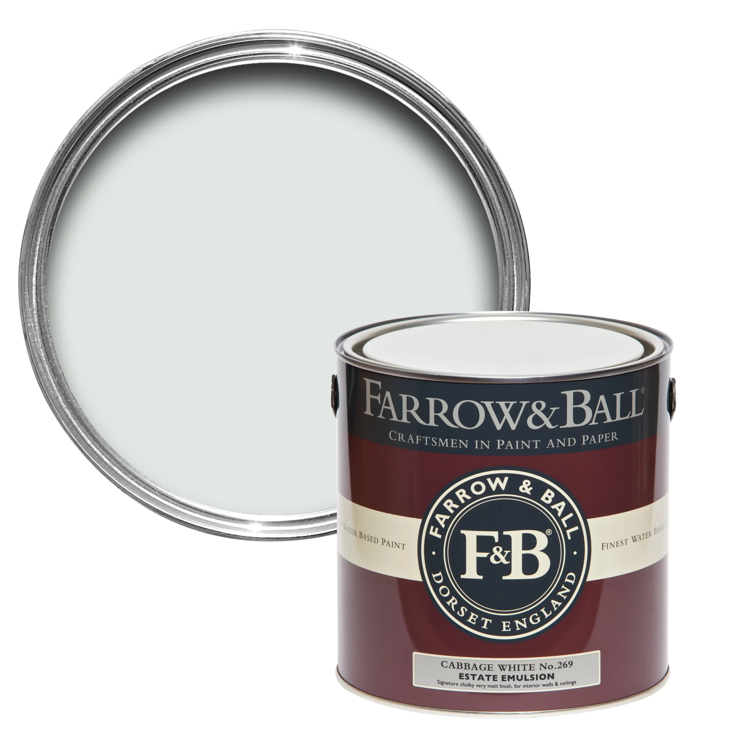 Farrow & Ball Estate Cabbage White No.269 Matt Emulsion Paint, 2.5L