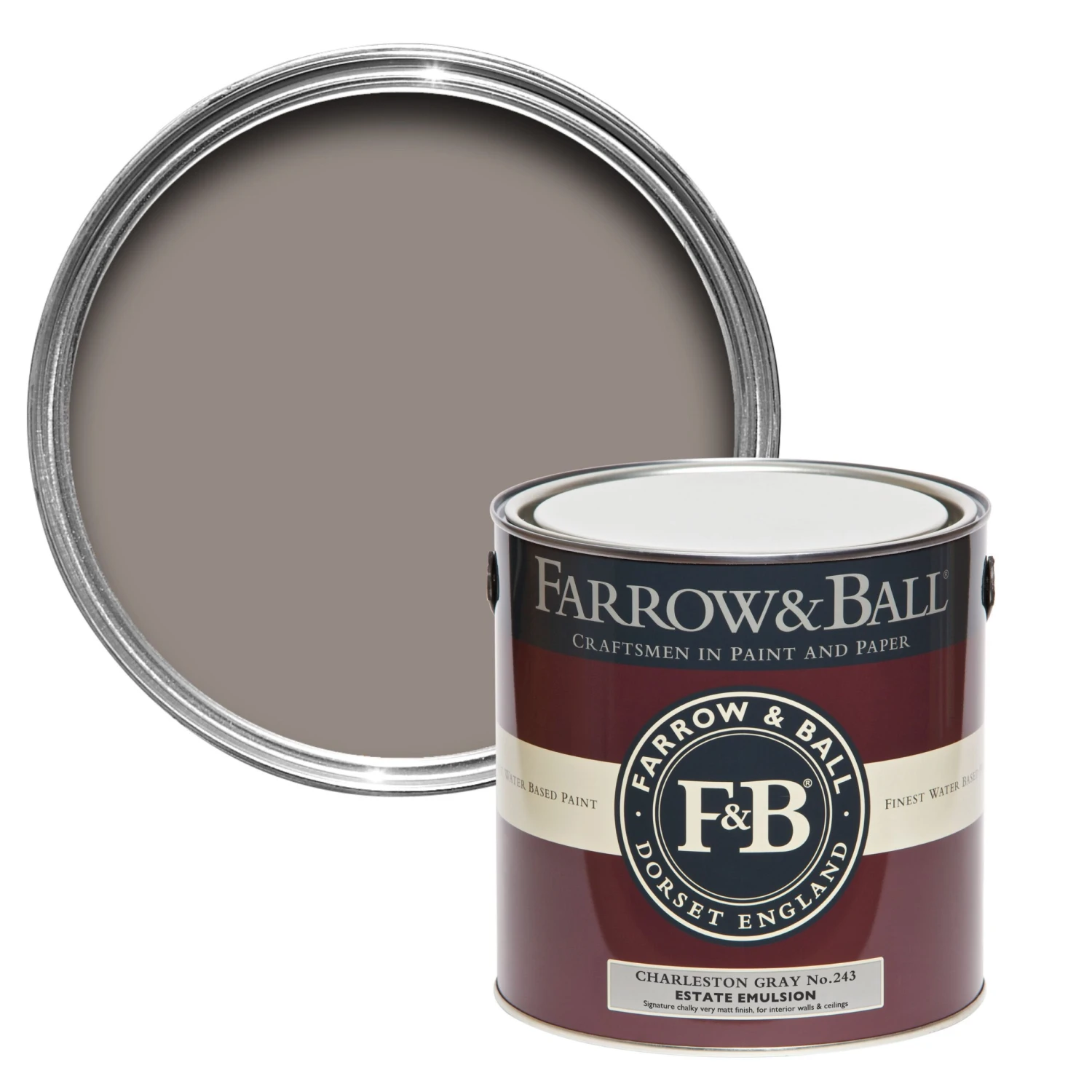 Farrow & Ball Estate Charleston Gray No.243 Matt Emulsion Paint, 2.5L