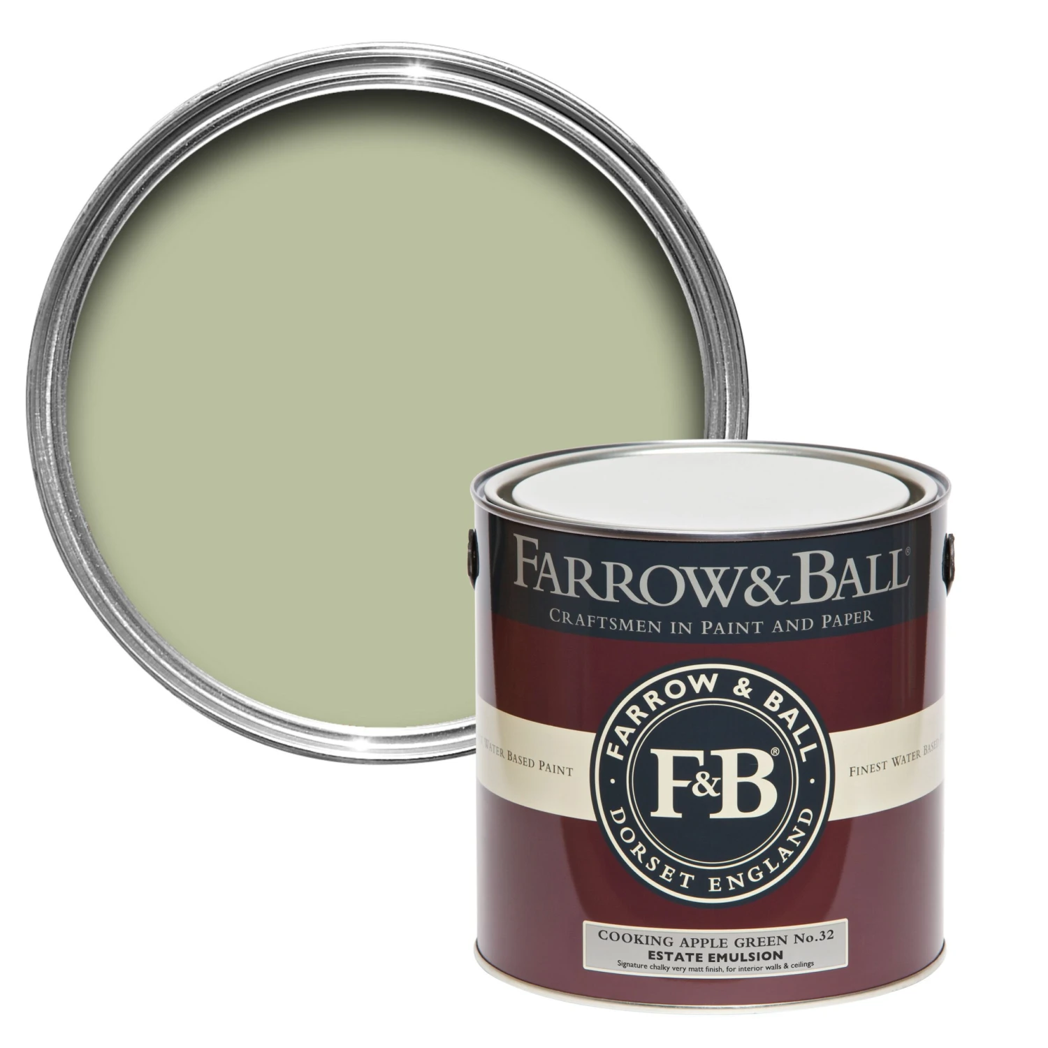Farrow & Ball Estate Cooking Apple Green No.32 Matt Emulsion Paint, 2.5L