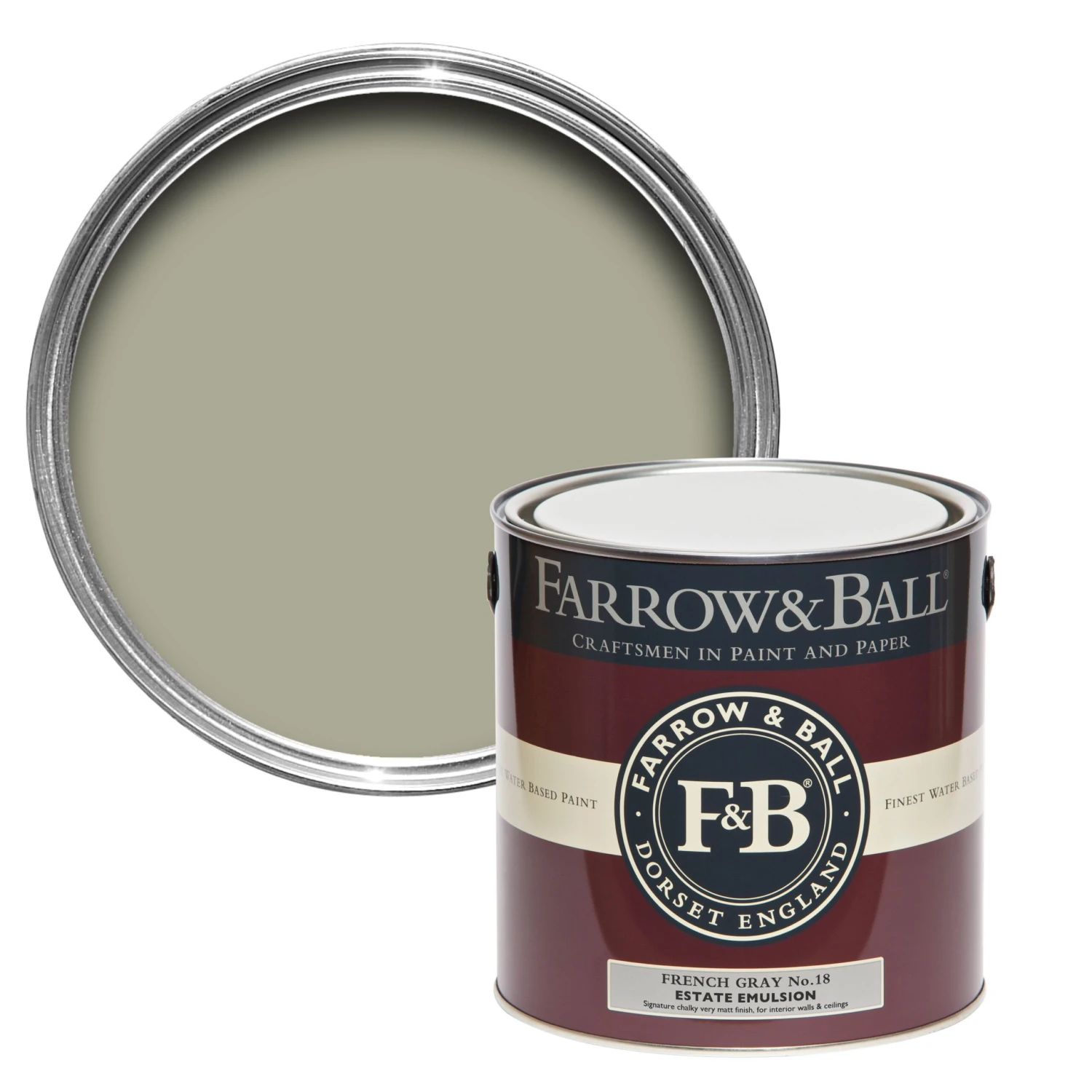 Farrow & Ball Estate French Gray No.18 Matt Emulsion Paint, 2.5L