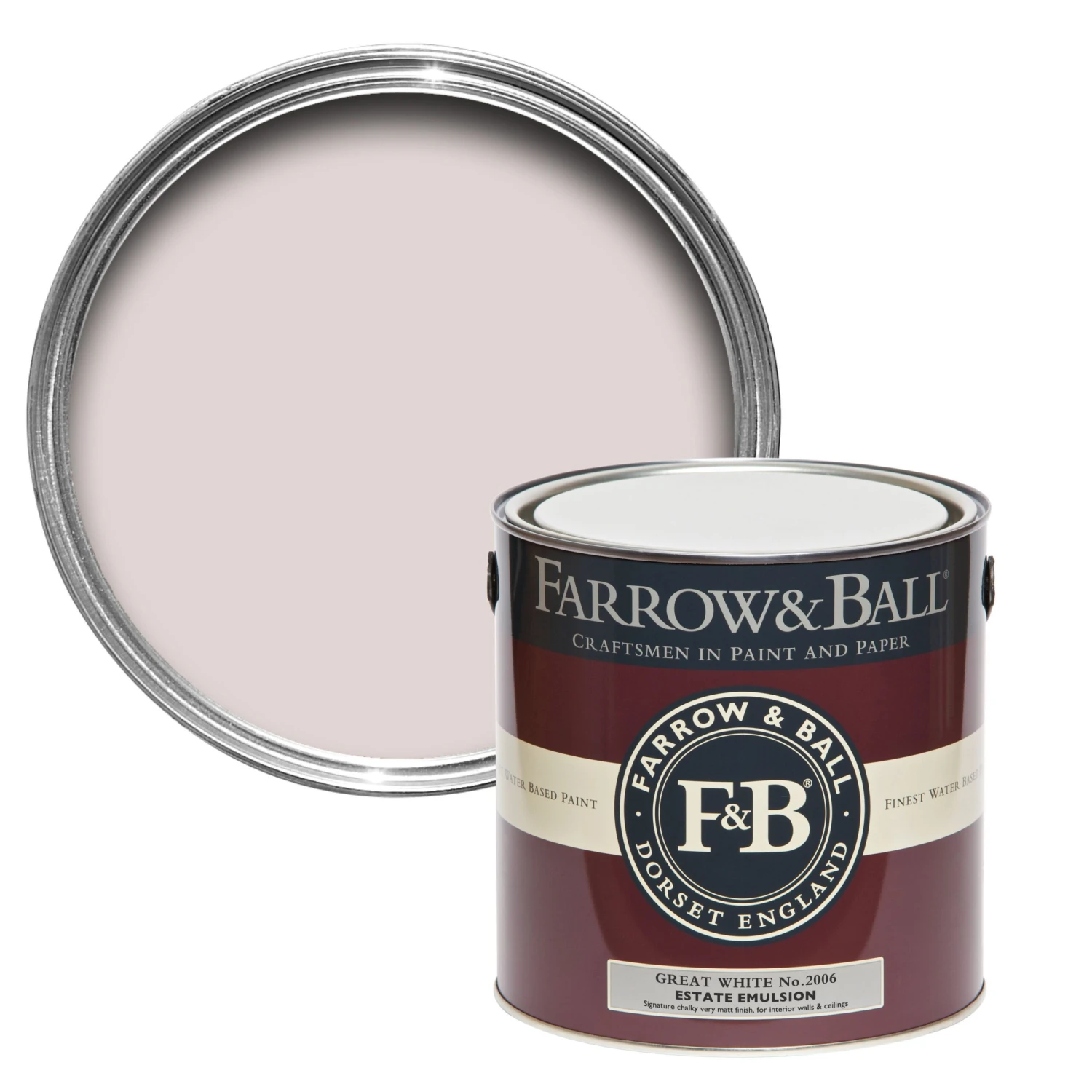 Farrow & Ball Estate Great White No.2006 Matt Emulsion Paint, 2.5L