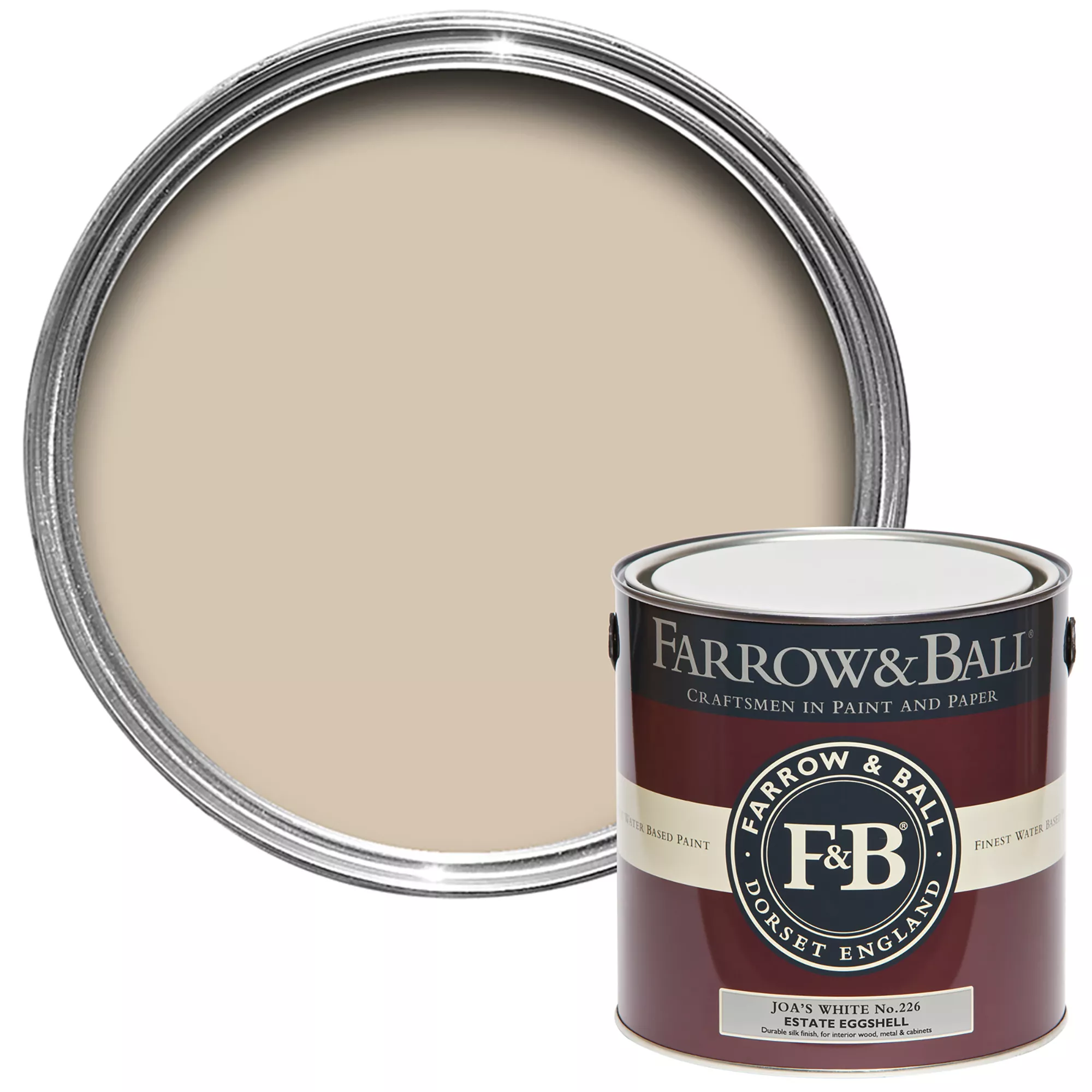 Farrow & Ball Estate Joa's White No.226 Eggshell Paint, 2.5L