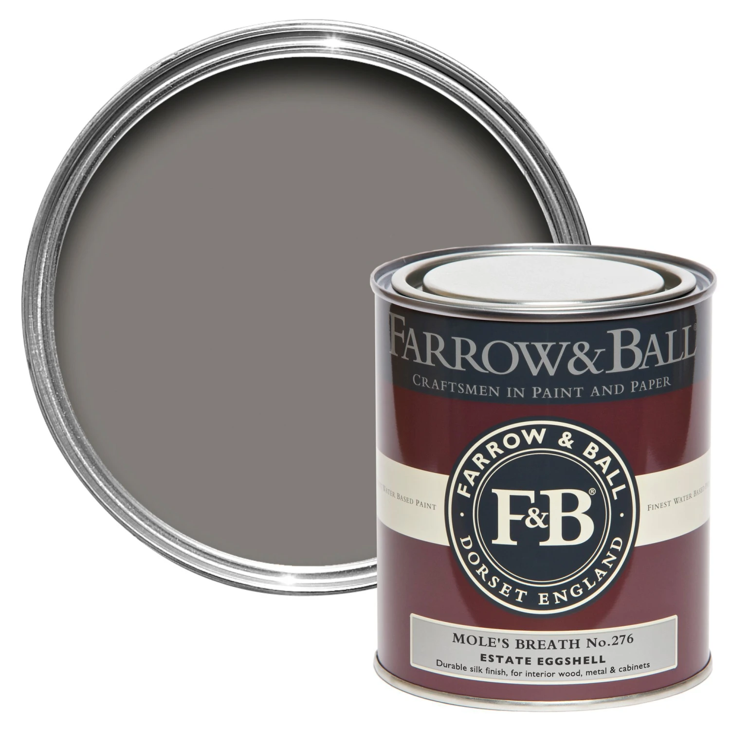 Farrow & Ball Estate Mole's Breath No.276 Eggshell Metal & Wood Paint, 750ml