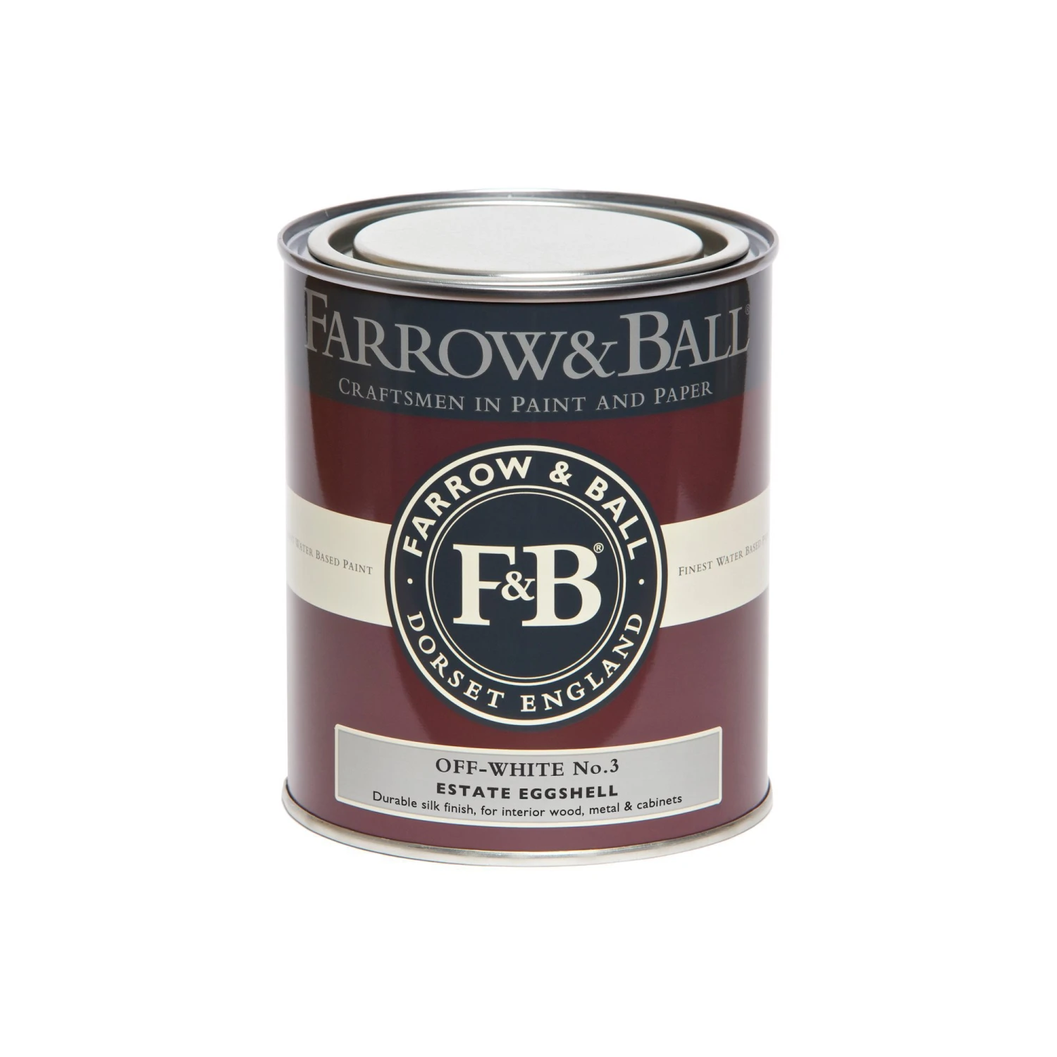 Farrow & Ball Estate Off White No.3 Eggshell Metal & Wood Paint, 750ml - Image 2