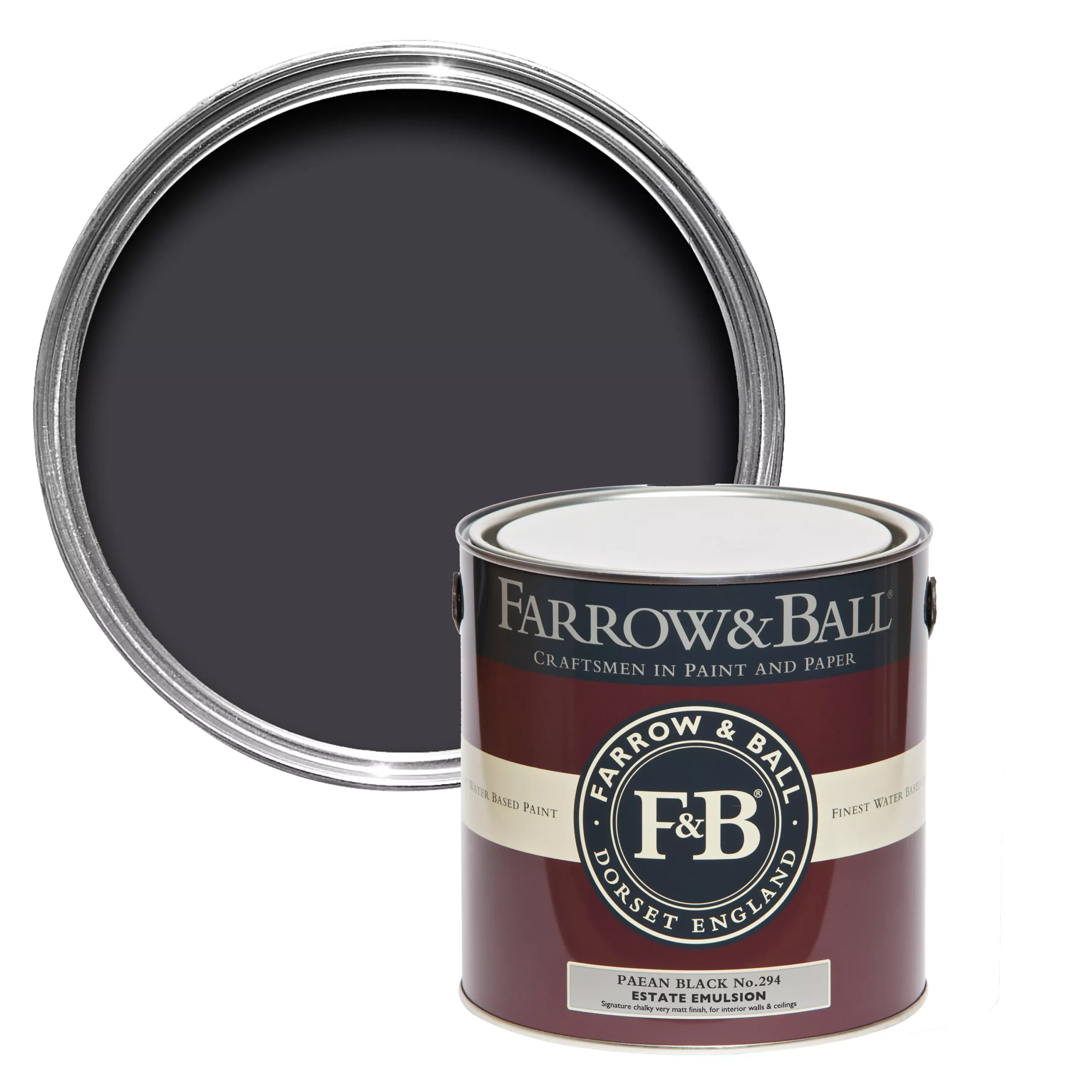 Farrow & Ball Estate Paean Black No.294 Matt Emulsion Paint, 2.5L