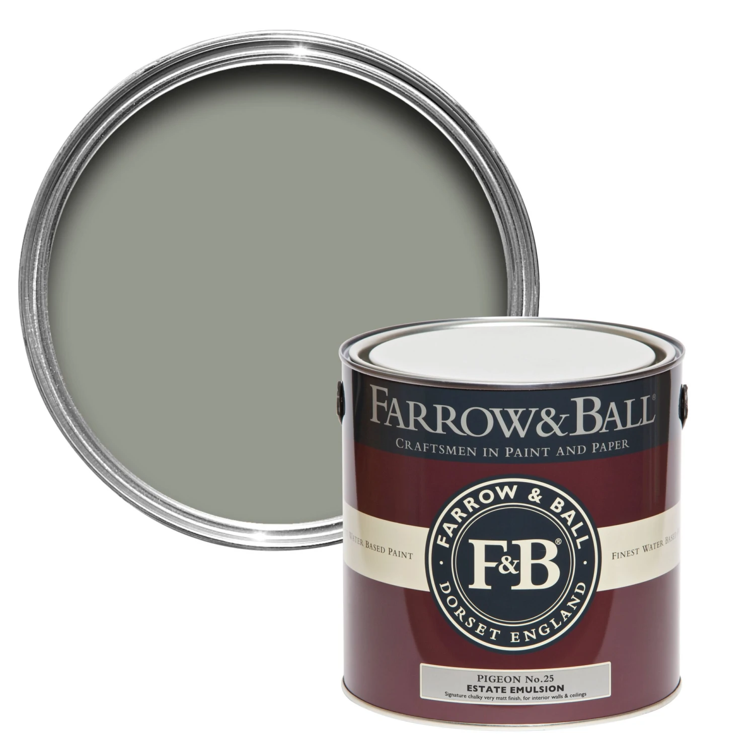 Farrow & Ball Estate Pigeon No.25 Matt Emulsion Paint, 2.5L