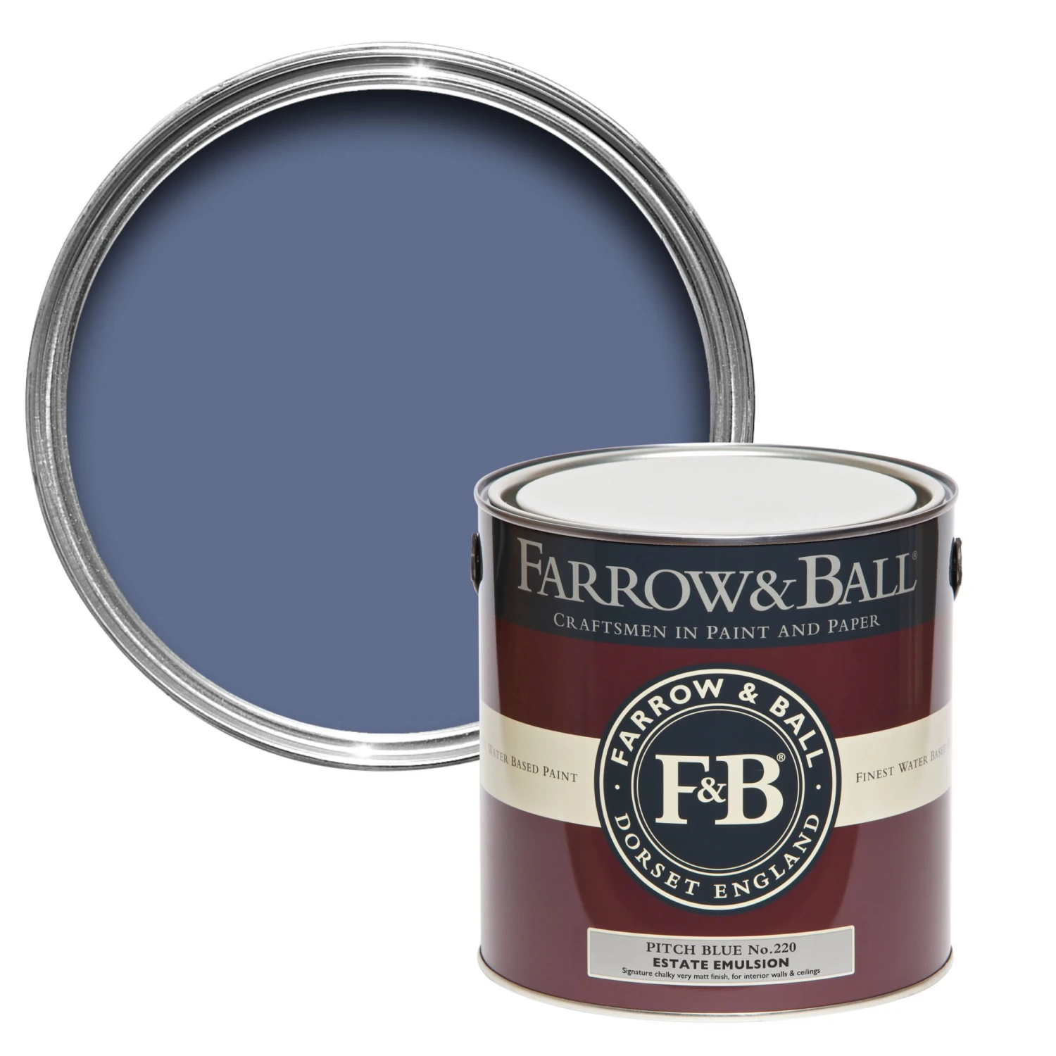 Farrow & Ball Estate Pitch Blue No.220 Matt Emulsion Paint, 2.5L