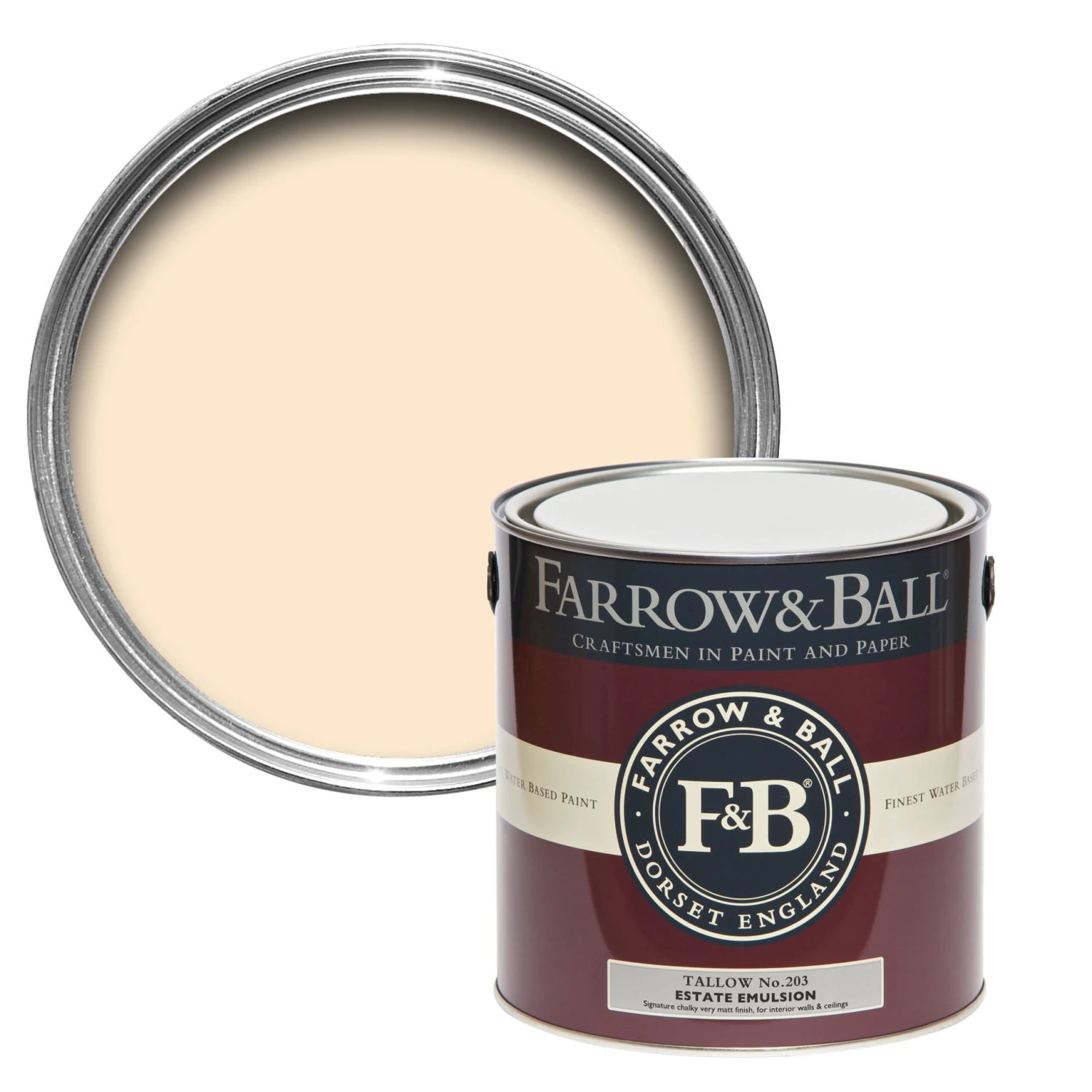 Farrow & Ball Estate Tallow No.203 Matt Emulsion Paint, 2.5L