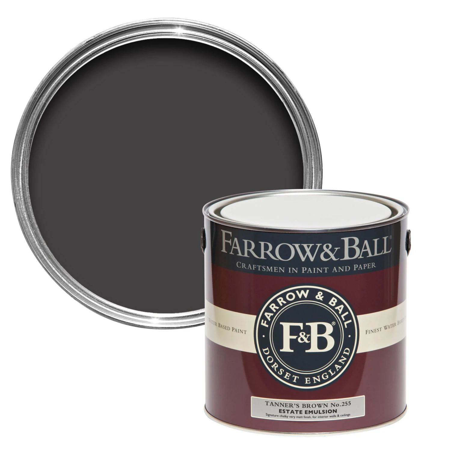 Farrow & Ball Estate Tanners Brown No.255 Matt Emulsion Paint, 2.5L