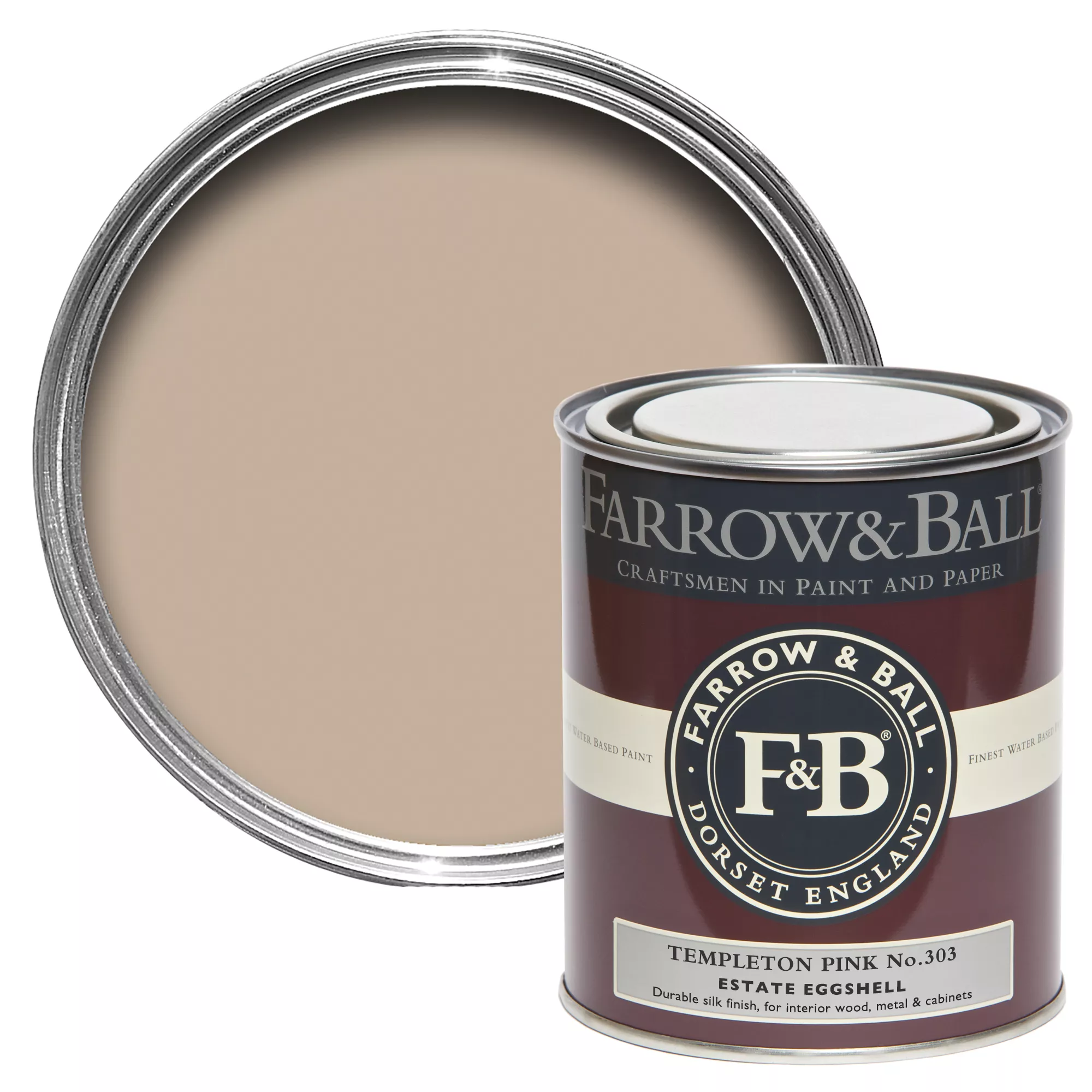 Farrow & Ball Estate Templeton Pink No.303 Eggshell Paint, 750ml