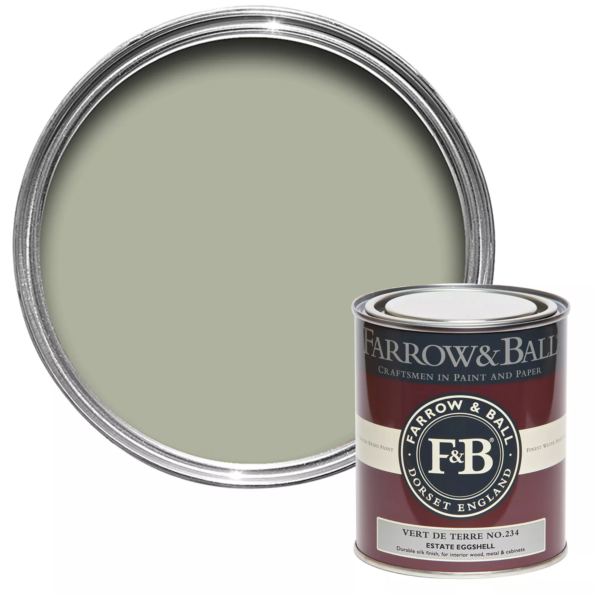 Farrow & Ball Estate Vert De Terre No.234 Eggshell Paint, 750ml