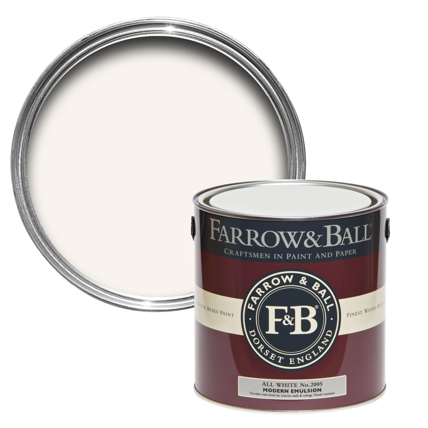 Farrow & Ball Modern All White No.2005 Matt Emulsion Paint, 2.5L