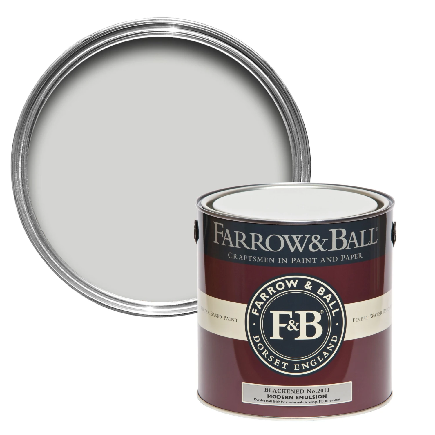 Farrow & Ball Modern Blackened No.2011 Matt Emulsion Paint, 2.5L