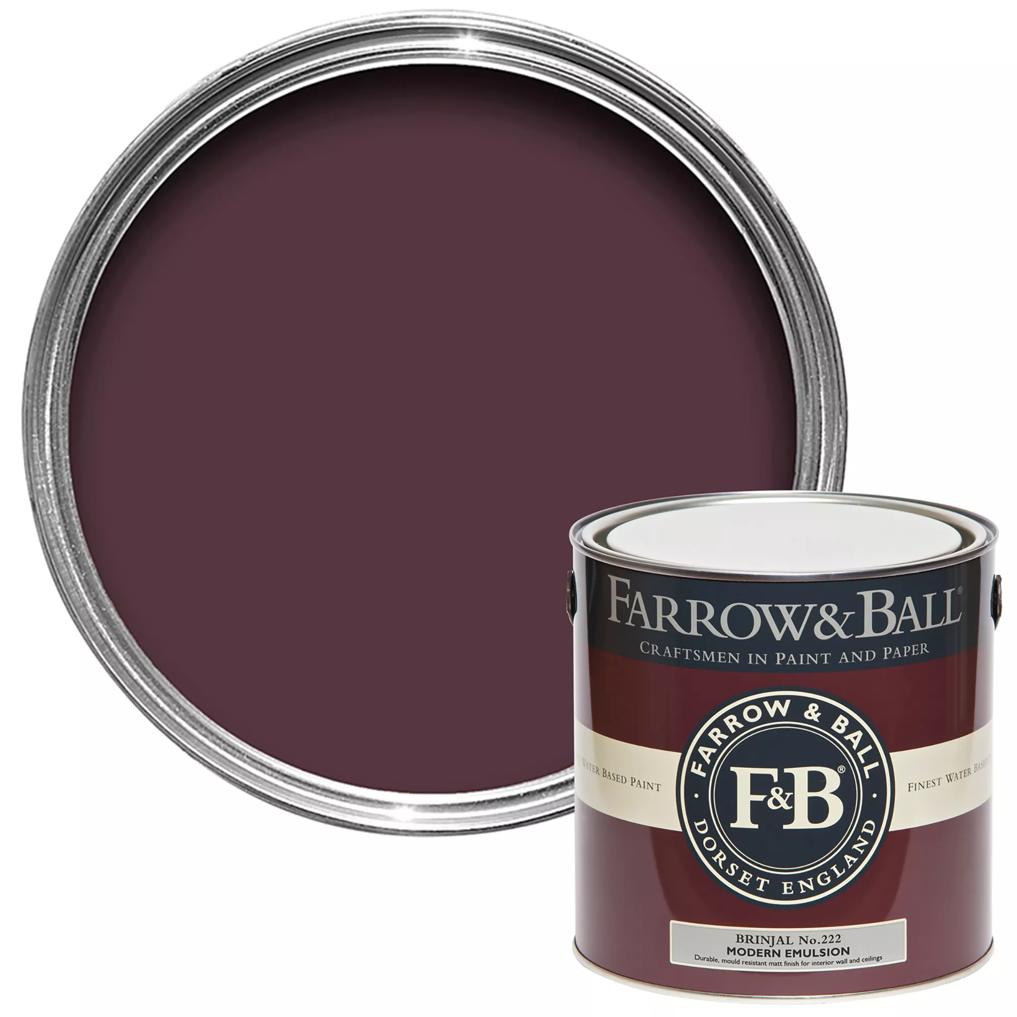Farrow & Ball Modern Brinjal No.222 Matt Emulsion Paint, 2.5L