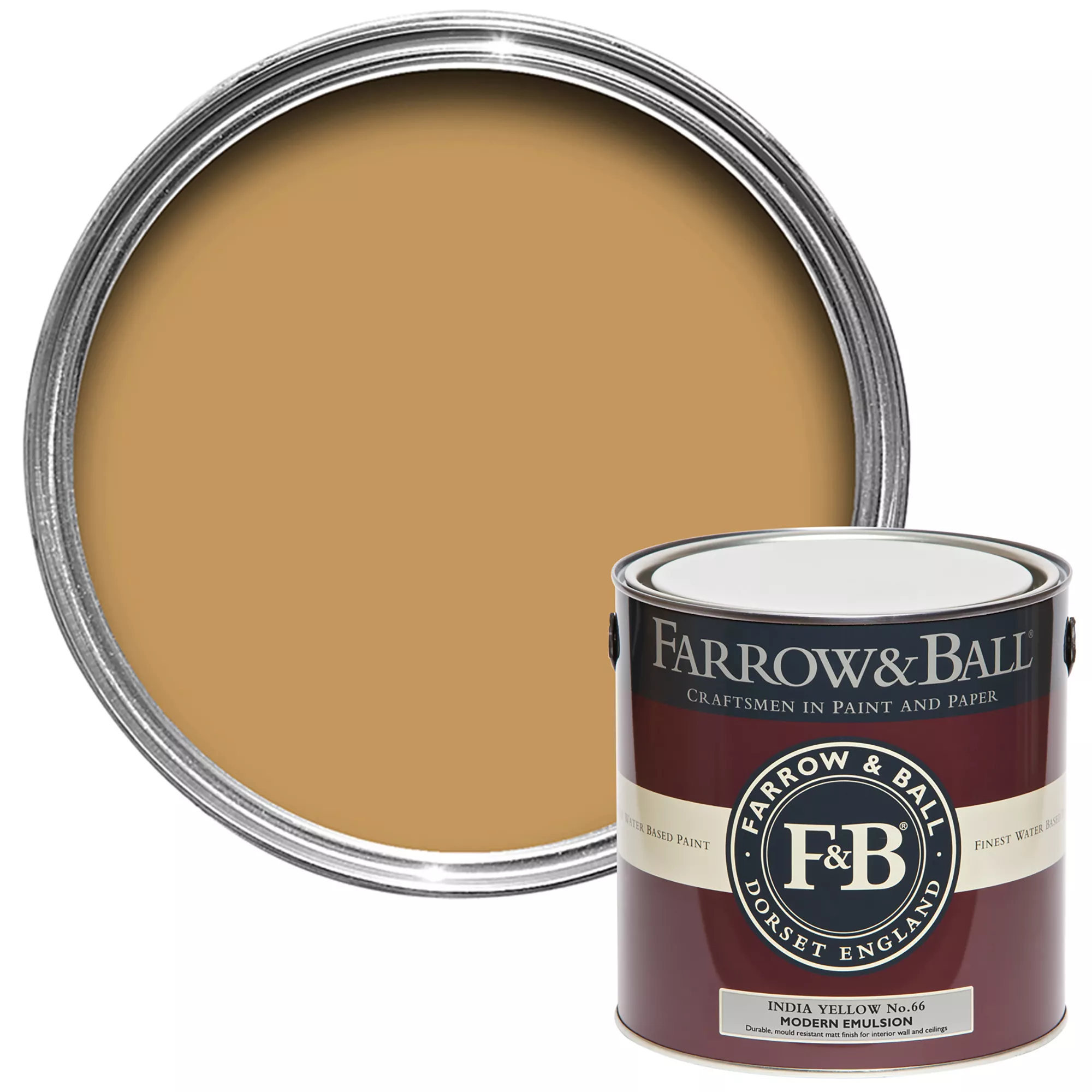 Farrow & Ball Modern India Yellow No.66 Matt Emulsion Paint, 2.5L