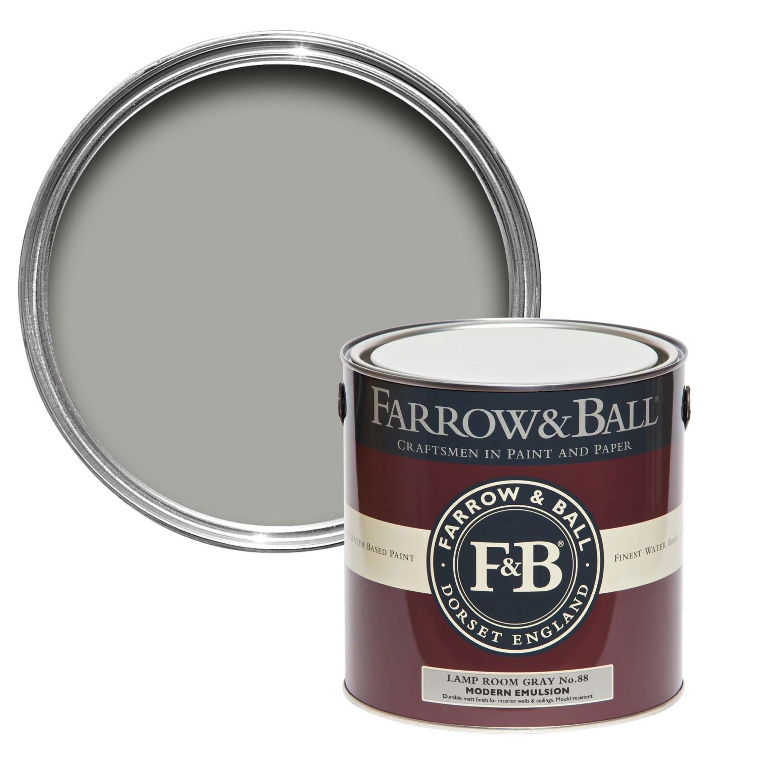 Farrow & Ball Modern Lamp Room Gray No.88 Matt Emulsion Paint, 2.5L