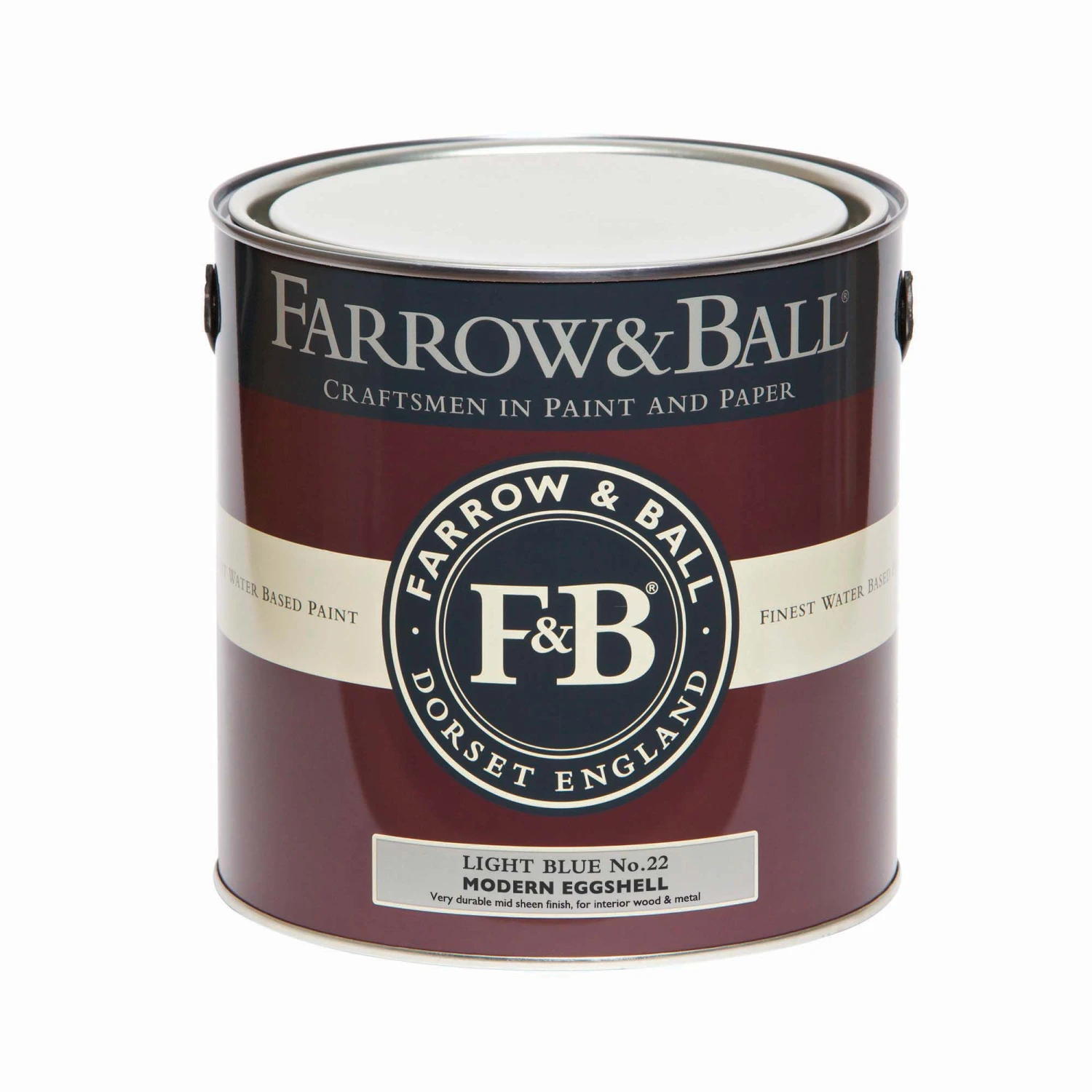 Farrow & Ball Modern Light Blue No.22 Eggshell Paint, 2.5L - Image 2