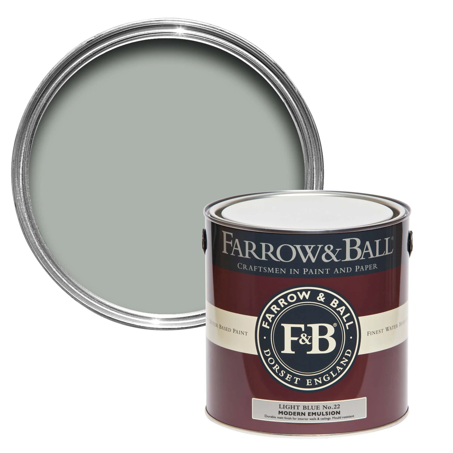 Farrow & Ball Modern Light Blue No.22 Matt Emulsion Paint, 2.5L
