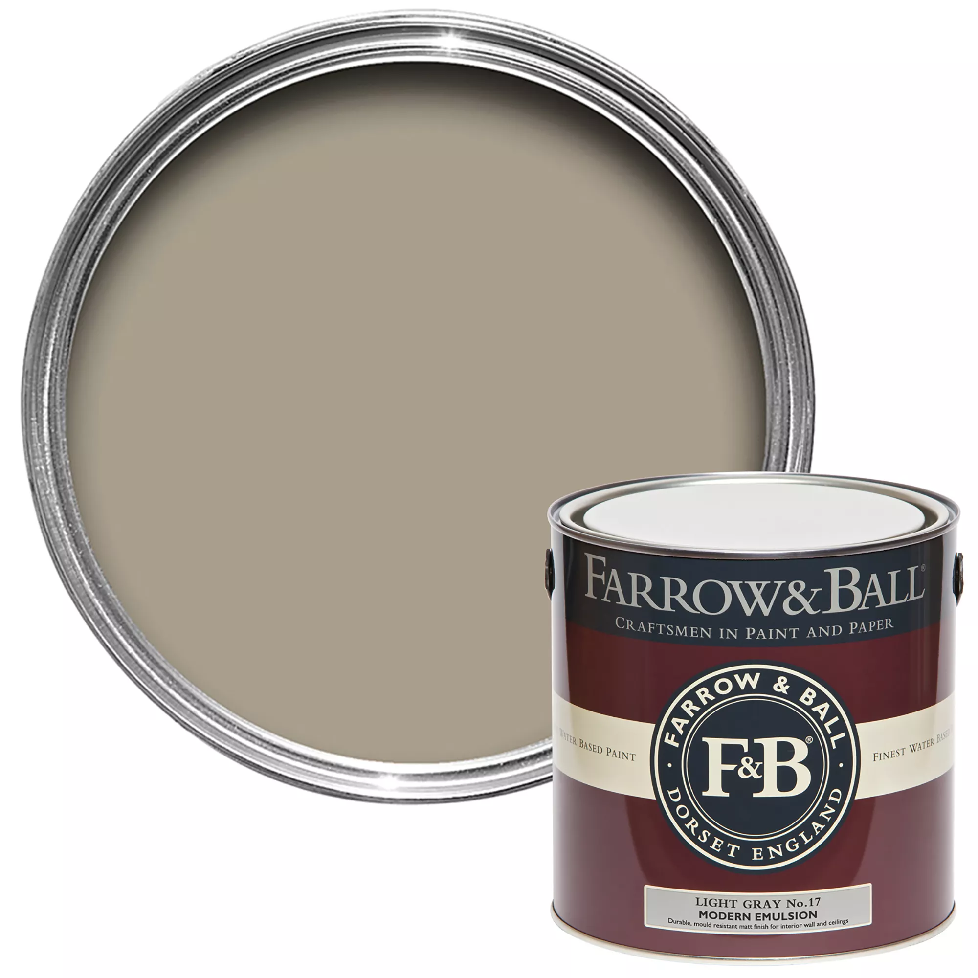 Farrow & Ball Modern Light Gray No.17 Matt Emulsion Paint, 2.5L