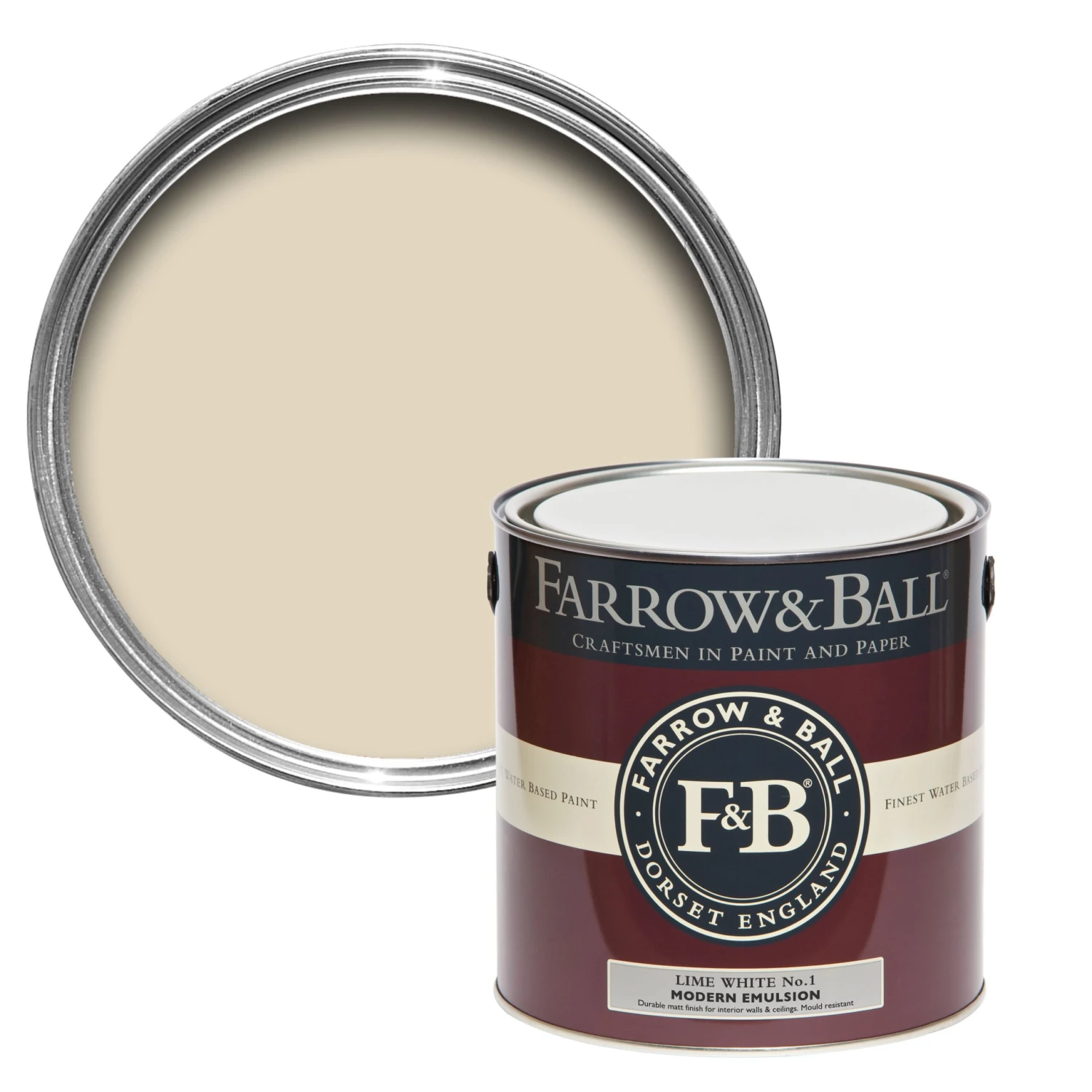 Farrow & Ball Modern Lime White No.1 Matt Emulsion Paint, 2.5L - Image 4