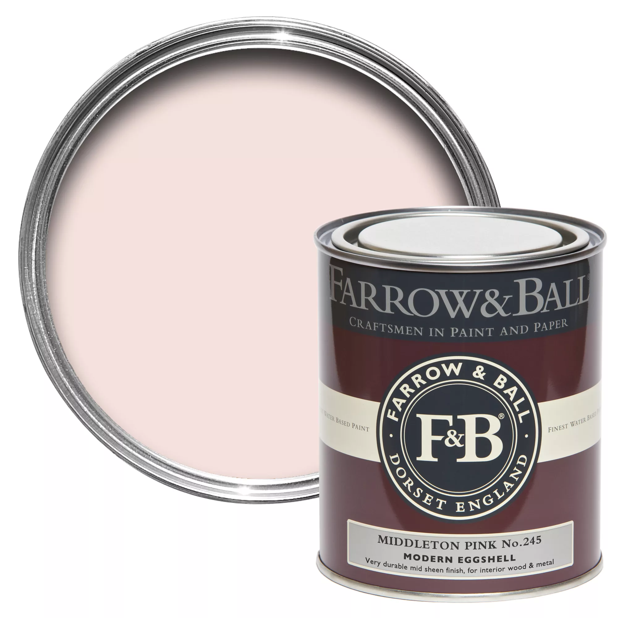 Farrow & Ball Modern Middleton Pink No.245 Eggshell Emulsion Paint, 750ml