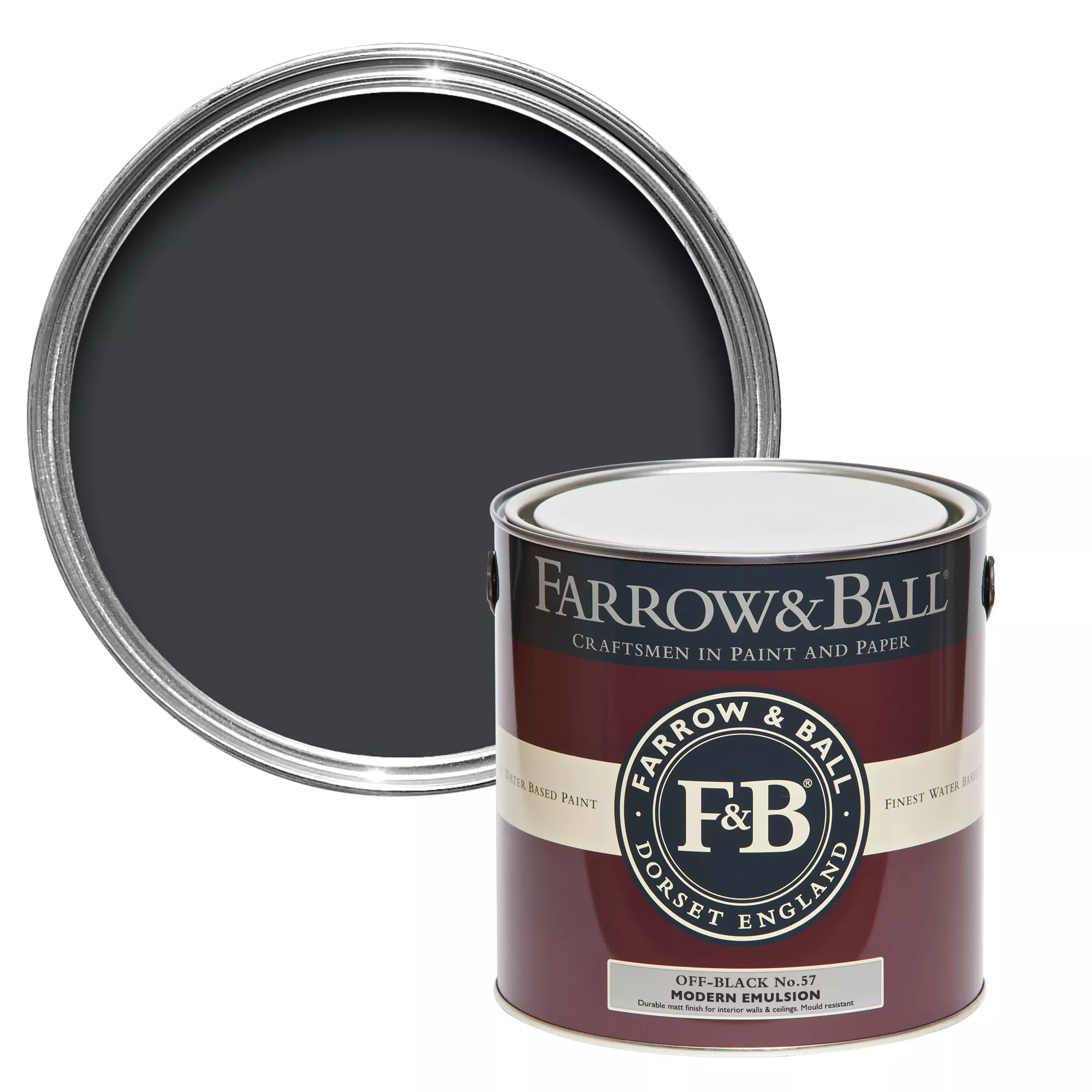 Farrow & Ball Modern Off-Black No.57 Matt Emulsion Paint, 2.5L