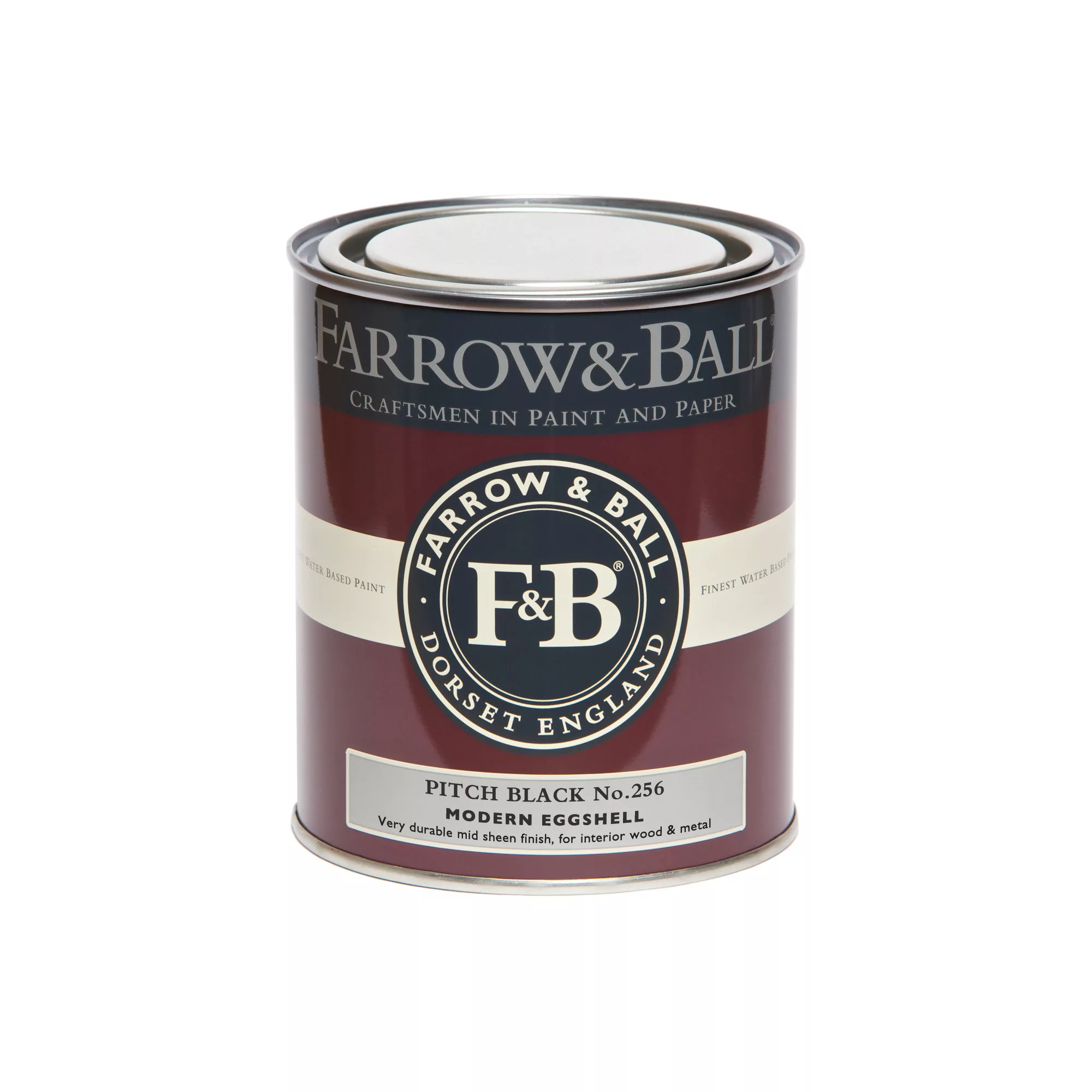 Farrow & Ball Modern Pitch Black No.256 Eggshell Paint, 750ml - Image 2