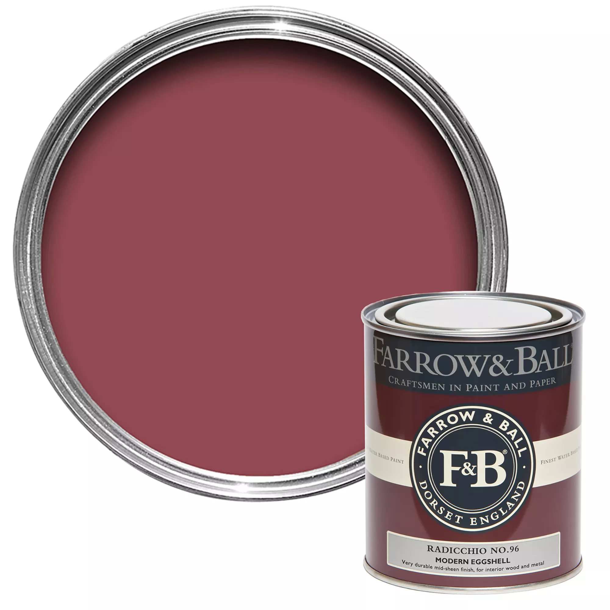 Farrow & Ball Modern Radicchio No.96 Eggshell Paint, 750ml