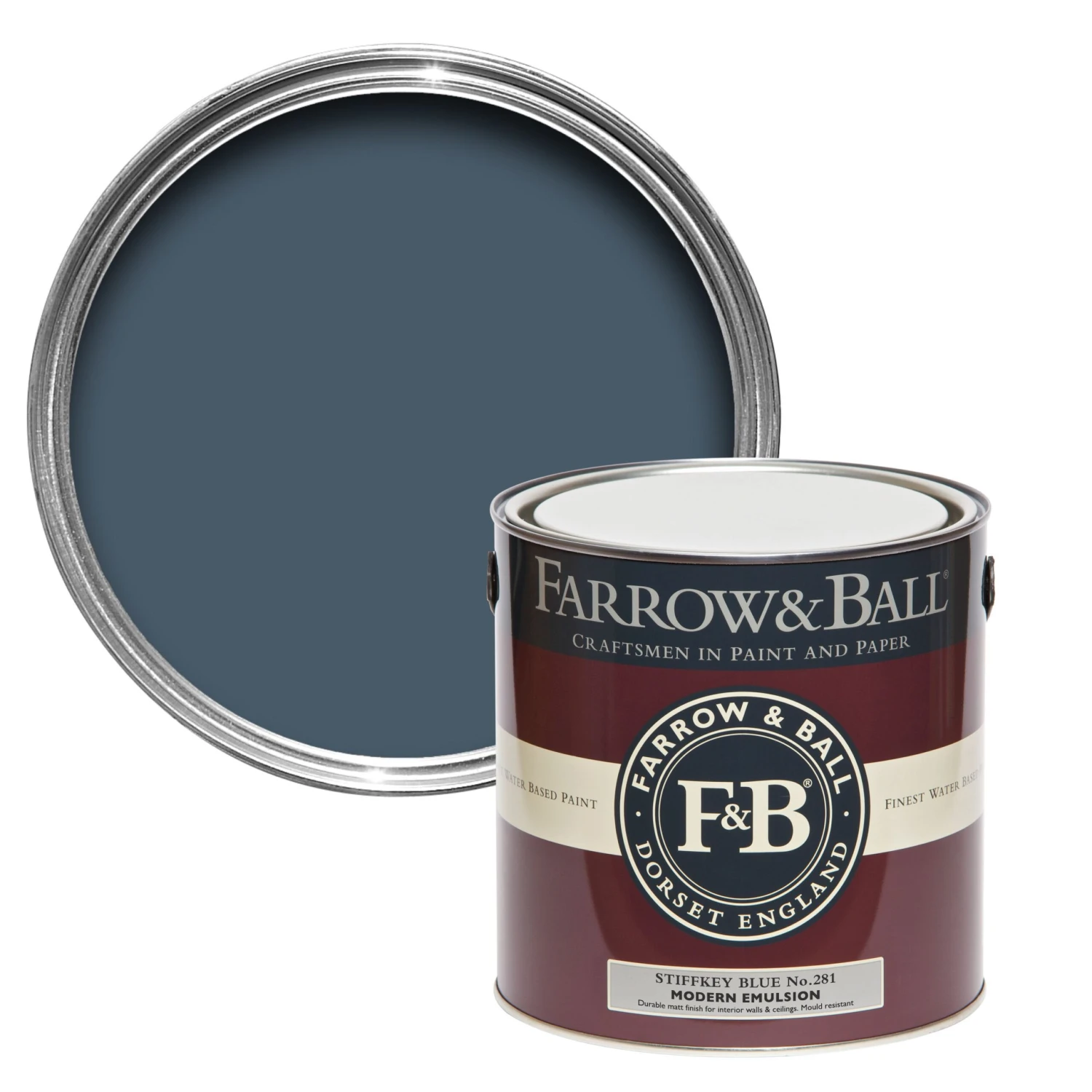 Farrow & Ball Modern Stiffkey Blue No.281 Matt Emulsion Paint, 2.5L