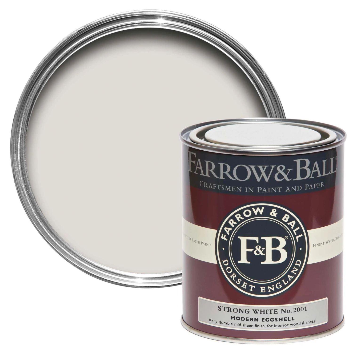 Farrow & Ball Modern Strong White No.2001 Eggshell Paint, 750ml