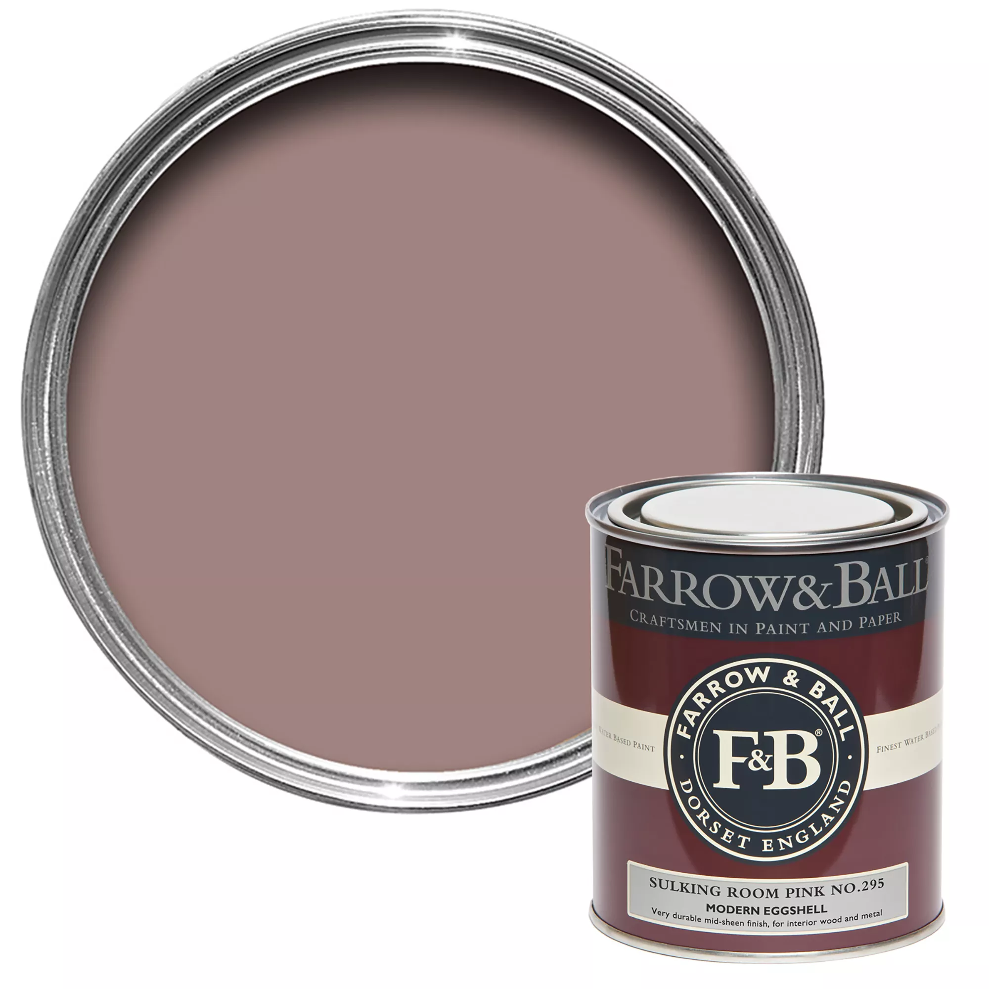 Farrow & Ball Modern Sulking Room Pink No.295 Eggshell Paint, 750ml