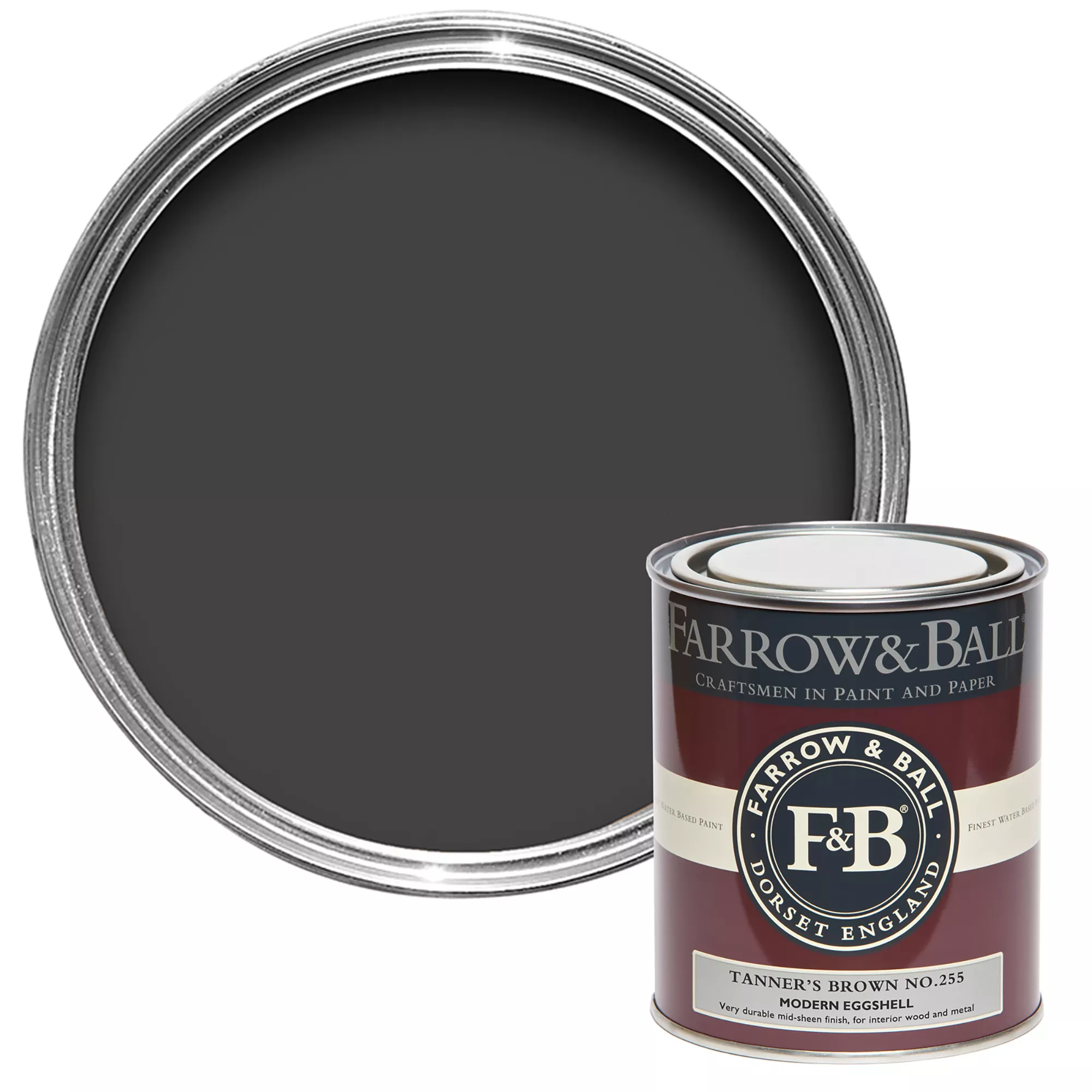 Farrow & Ball Modern Tanner's Brown No.255 Eggshell Paint, 750ml