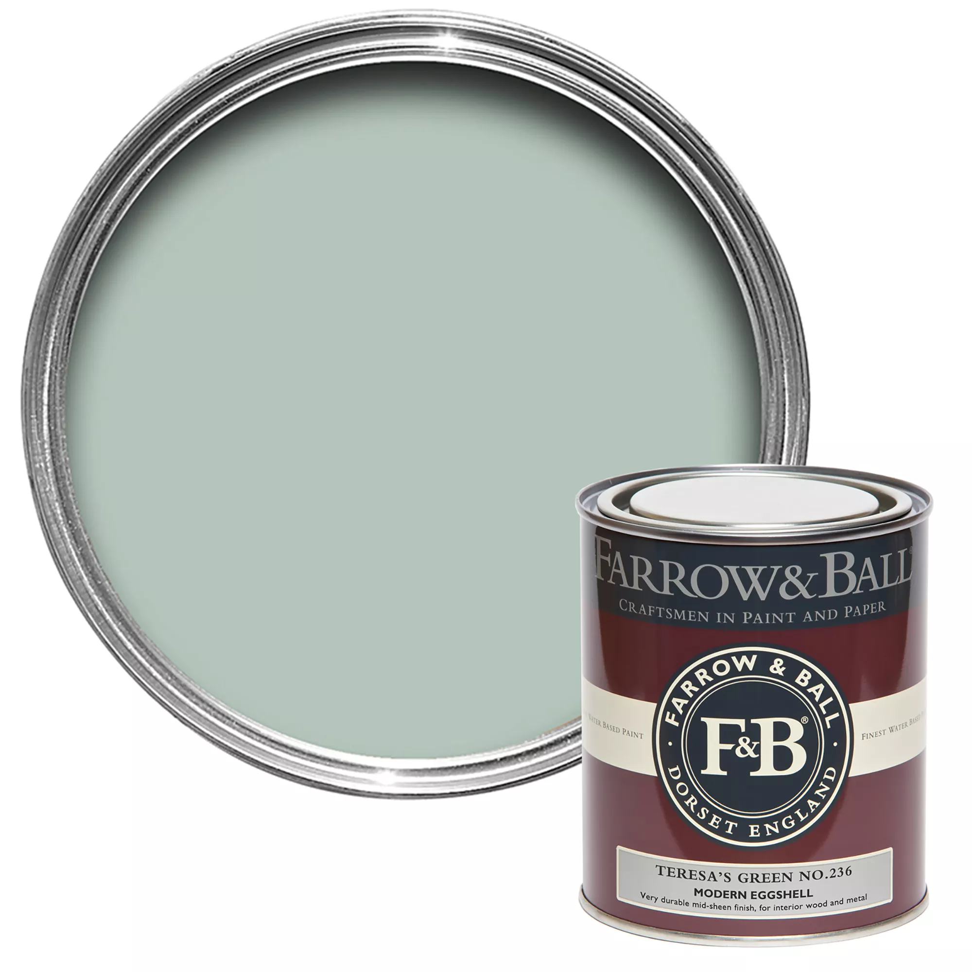 Farrow & Ball Modern Teresa's Green No.236 Eggshell Paint, 750ml