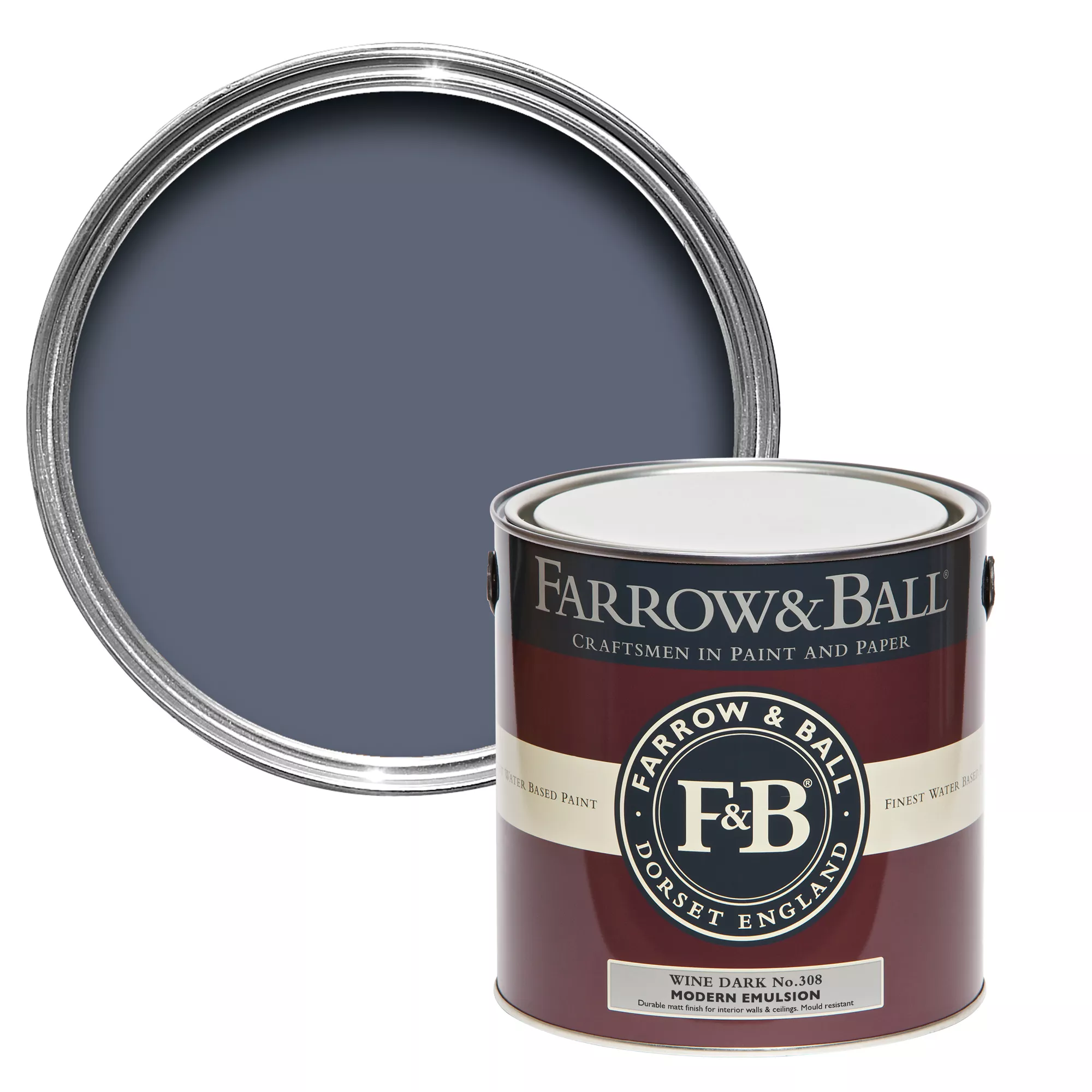 Farrow & Ball Modern Wine Dark No.308 Matt Emulsion Paint, 2.5L
